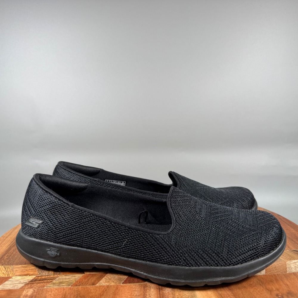 Skechers GoWalk Joy Black Mesh Slip On Walking Shoes 136012 Womens 7